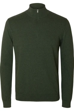 Malha 100% camisola com meia fecho-éclair .