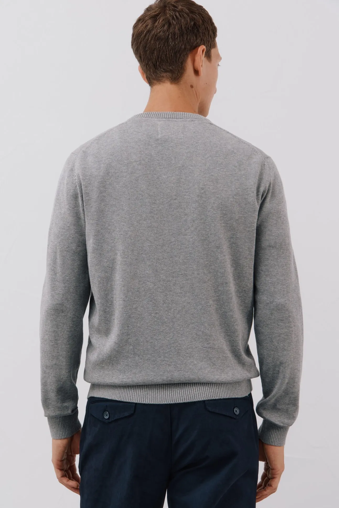 Malha de malha fina de algodão com gola em bico