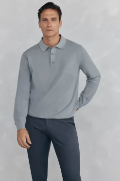 malha estruturado de malha fina com gola polo