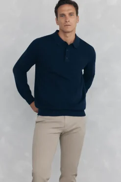 malha estruturado de malha fina com gola polo