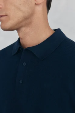 malha estruturado de malha fina com gola polo