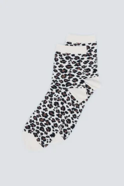 Meia curta com estampado animal