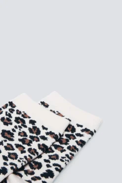 Meia curta com estampado animal