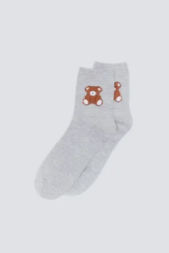 Meia de urso de tecido felpudo