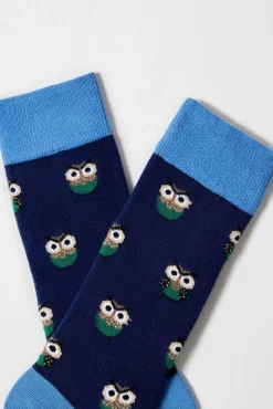 Meias altas de algodão orgânico cor azul
