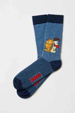 Meias altas Garfield Besocks em algodão orgânico na cor azul