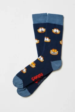 Meias altas Garfield Besocks em algodão orgânico na cor azul