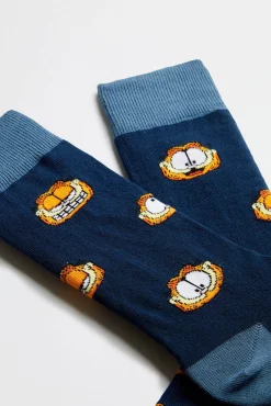 Meias altas Garfield Besocks em algodão orgânico na cor azul