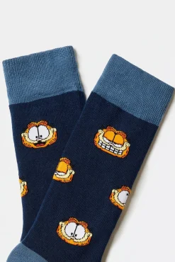 Meias altas Garfield Besocks em algodão orgânico na cor azul