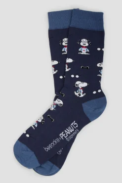 Meias altas Snoopy Besocks azuis de algodão orgânico