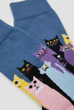 Meias Besocks azuis de algodão orgânico para gatos