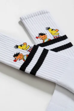 Meias esportivas altas Besocks da Vila Sésamo em algodão orgânico branco