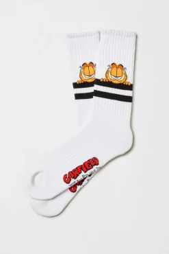 Meias esportivas altas Garfield Besocks feitas de algodão orgânico branco