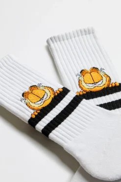 Meias esportivas altas Garfield Besocks feitas de algodão orgânico branco