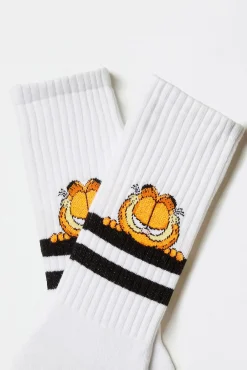 Meias esportivas altas Garfield Besocks feitas de algodão orgânico branco