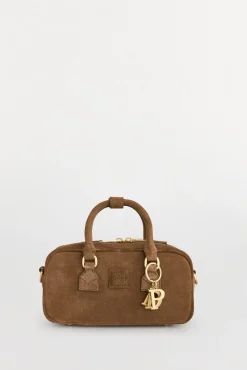 mini bolsa de boliche com mala de tiracolo de pele
