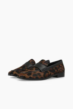 Mocassins de couro com estampa animal
