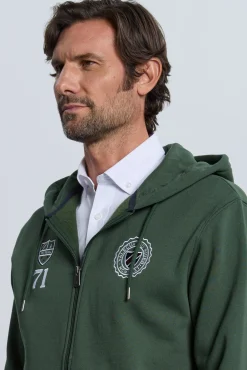 Moletom com sweatshirt e fecho-éclair verde