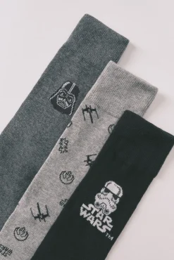 Pack com 3 meias longas de algodão Star Wars