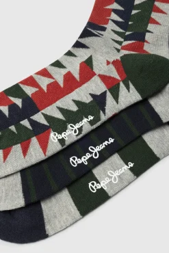 Pack de 3 pares de meias às riscas Natal