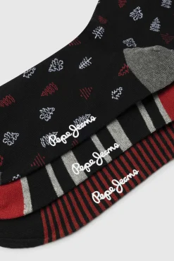 Pack de 3 pares de meias às riscas Natal