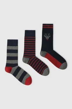 Pack de 3 pares de meias às riscas Natal