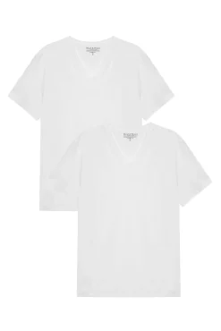 Pack de 2 t-shirts elásticas brancas com gola em bico