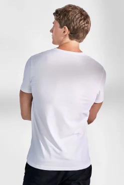 Pack de 2 t-shirts elásticas brancas com gola em bico