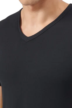 Pacote com 2 camisetas para homem de algodão elástico com gola em bico