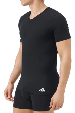 Pacote com 2 camisetas para homem de algodão elástico com gola em bico