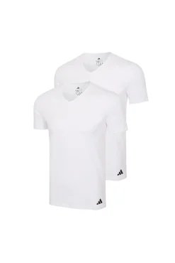 Pacote com 2 camisetas para homem de algodão elástico com gola em bico