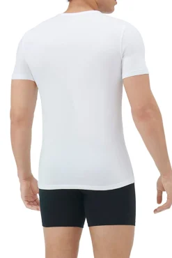 Pacote com 2 camisetas para homem de algodão elástico com gola em bico