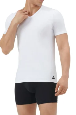 Pacote com 2 camisetas para homem de algodão elástico com gola em bico