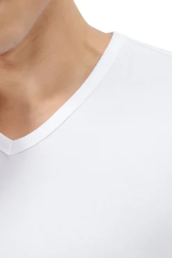 Pacote com 2 camisetas para homem de algodão elástico com gola em bico