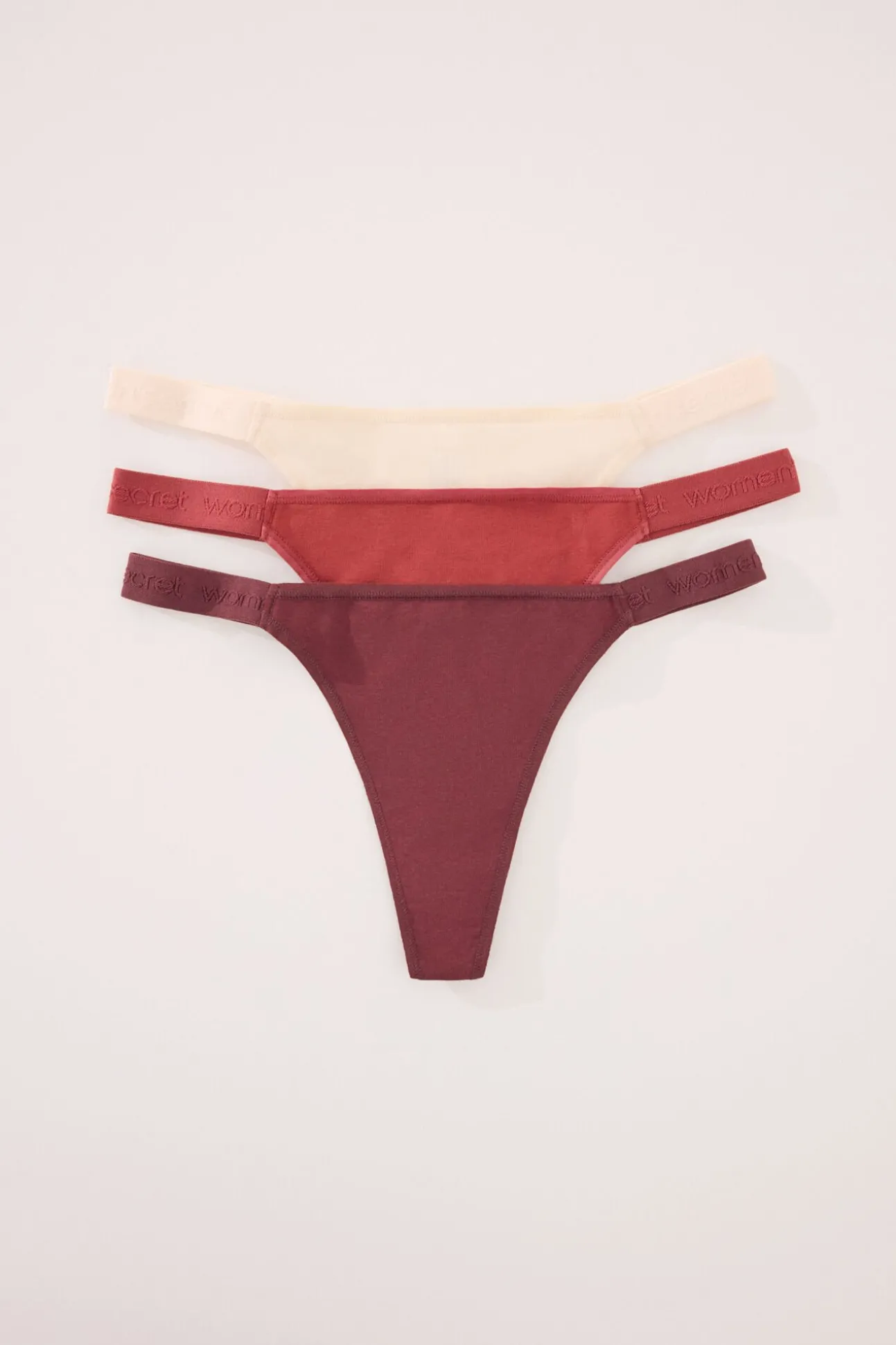 Pacote com 3 tangas de algodão estampado brancas