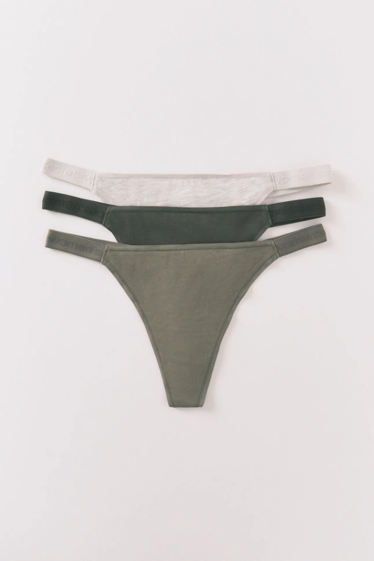 Pacote com 3 tangas de algodão com logo branco