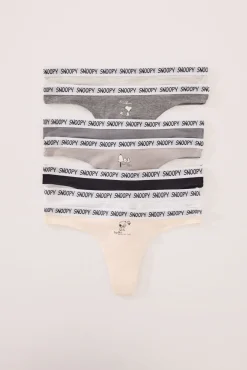 Pacote com 7 tangas de algodão multicoloridas do Snoopy