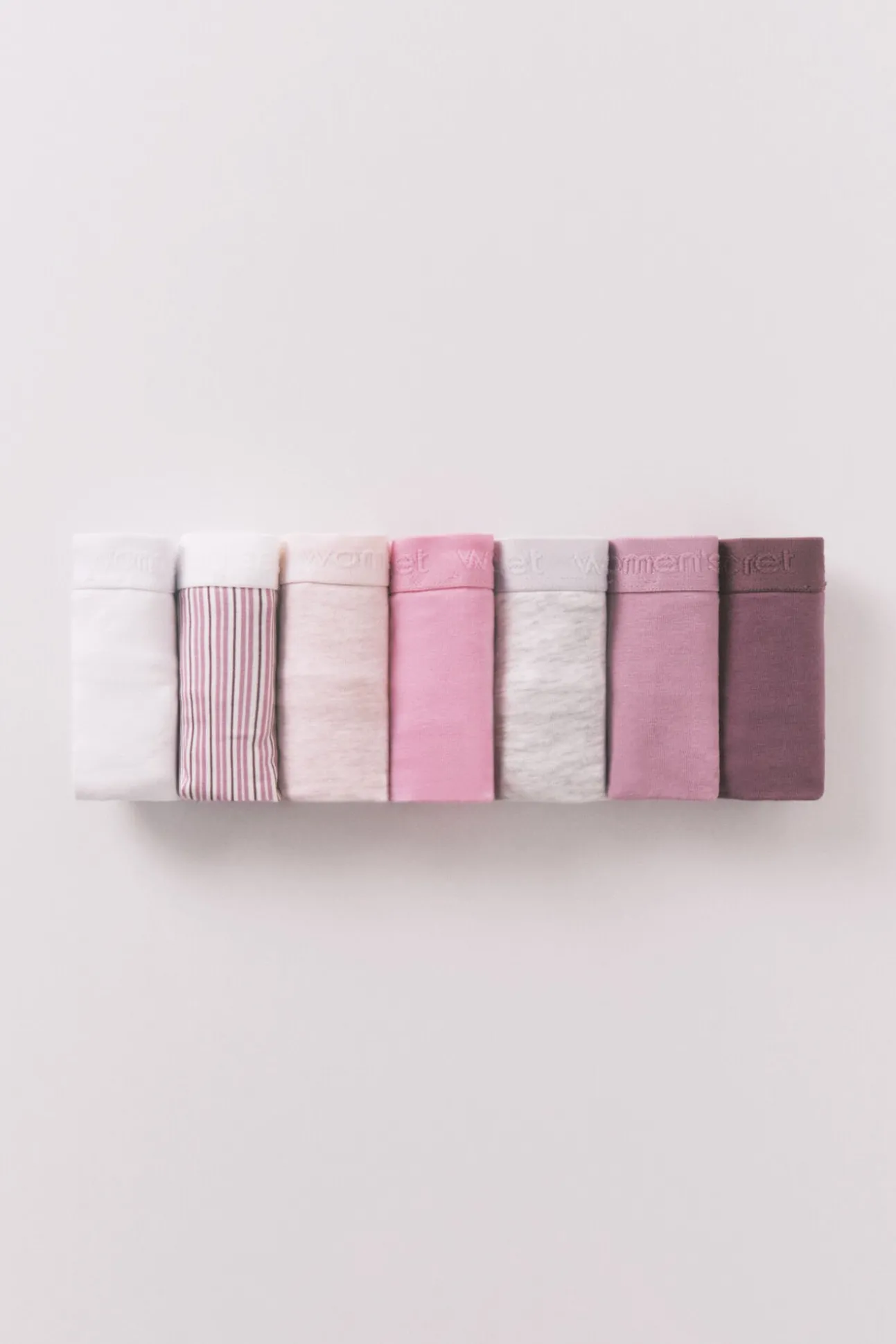 Pacote com 7 tangas de algodão estampado rosa
