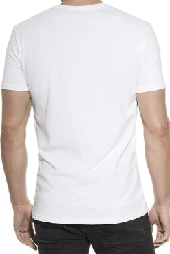 Pacote de 2 camisetas elásticas brancas de algodão orgânico com gola caixa