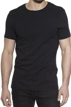 Pacote de 2 camisetas elásticas gola caixa de algodão orgânico com gola redonda