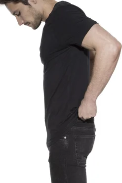 Pacote de 2 camisetas elásticas gola caixa de algodão orgânico com gola redonda