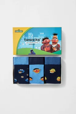 Pacote de 3 pares de meias Besocks de algodão orgânico SESAME STREET