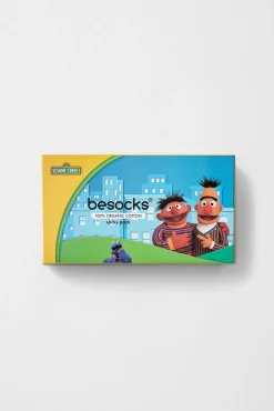 Pacote de 3 pares de meias Besocks de algodão orgânico SESAME STREET