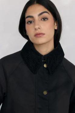 Parka acolchoada em tecido encerado