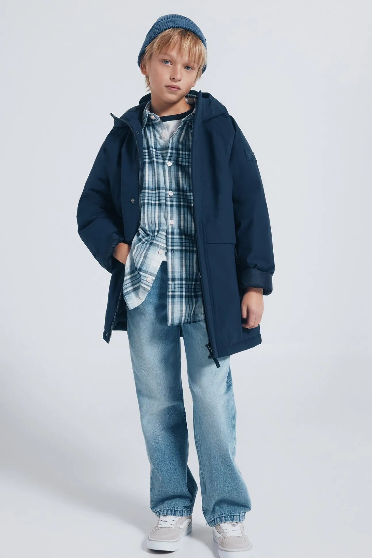 Parka azul marinho para meninos