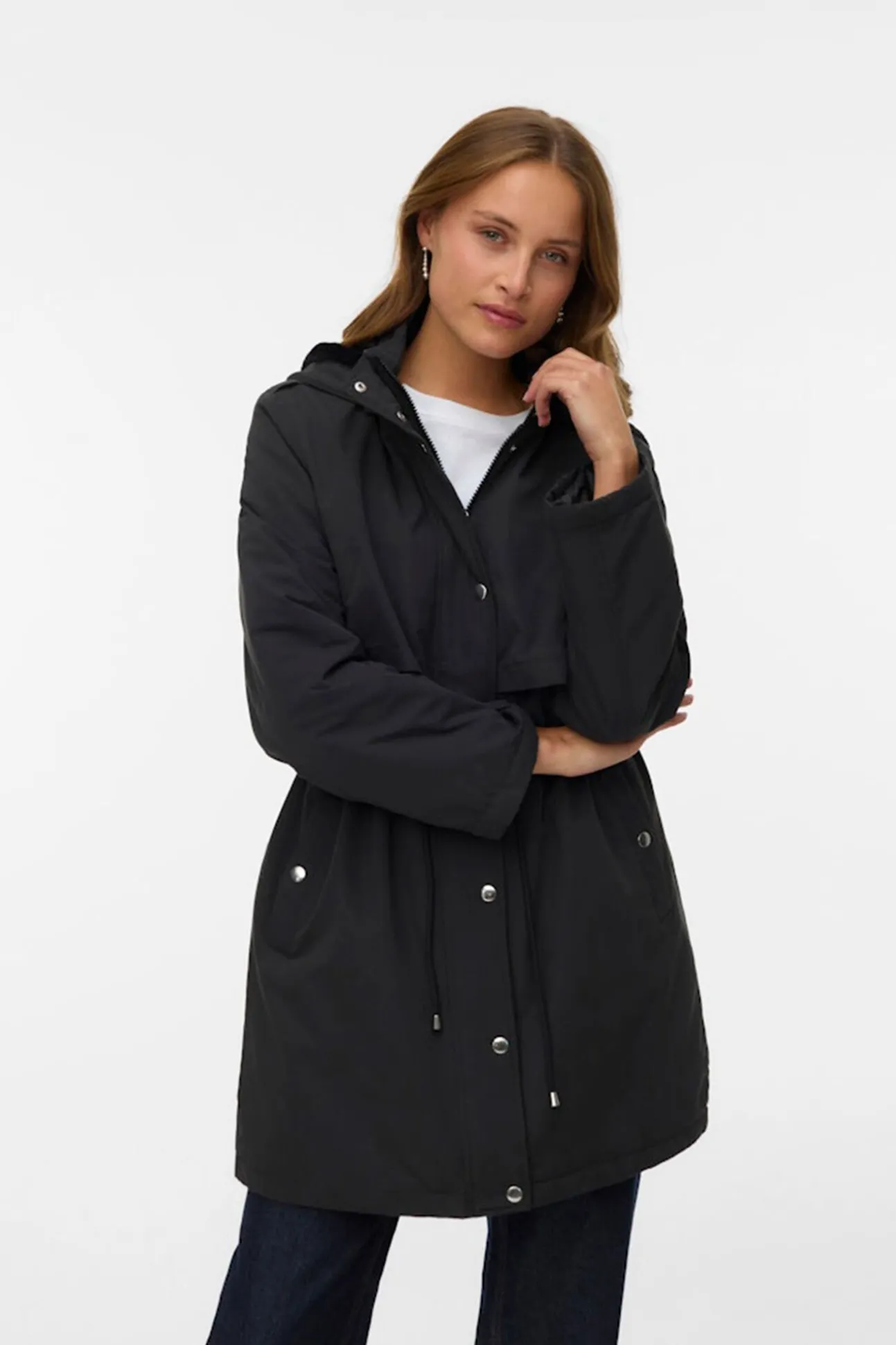 Parka com botões prateados