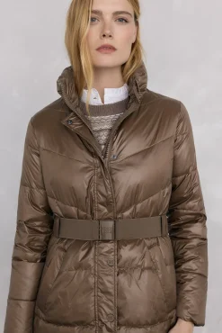 Parka comprida cinto