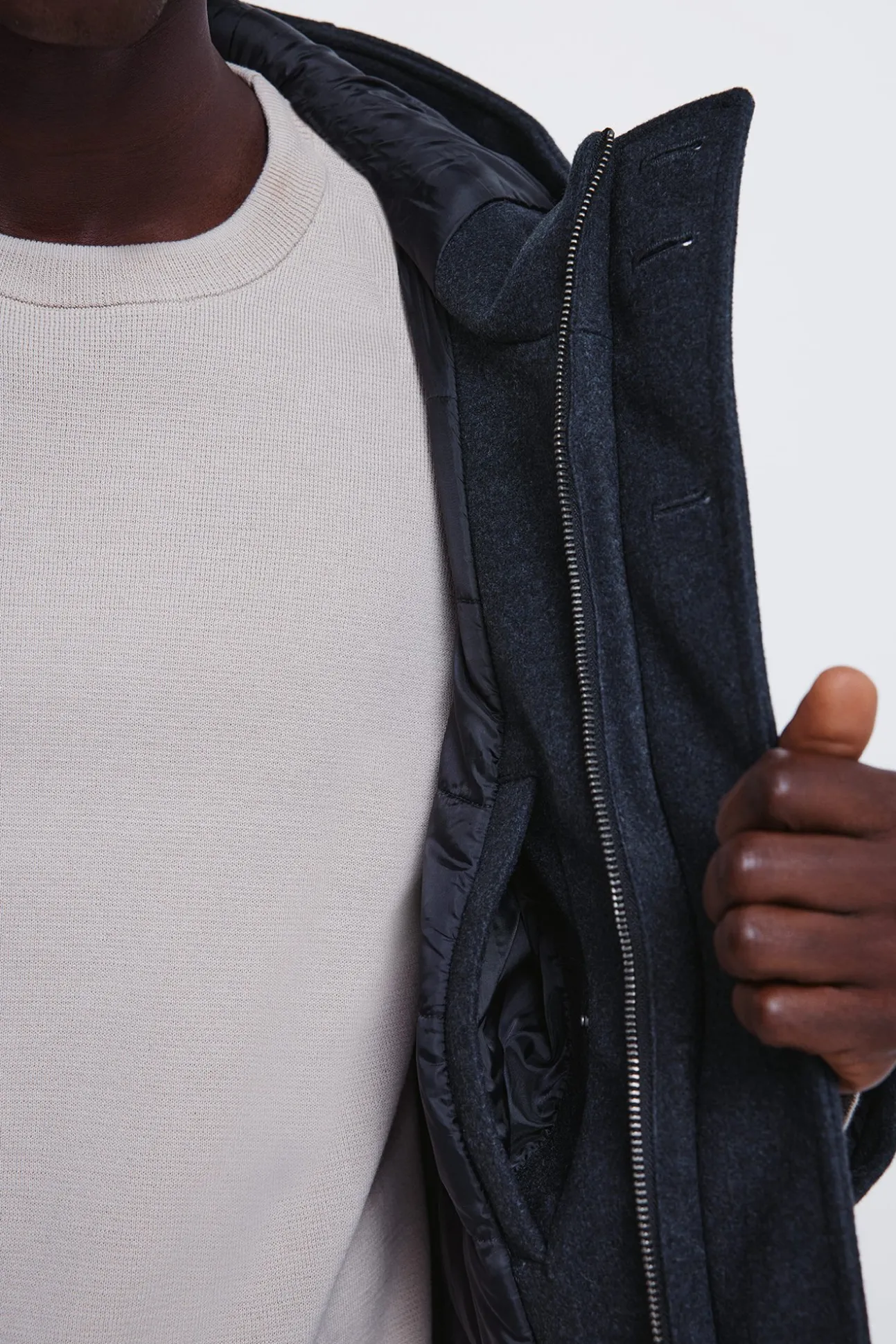 Parka curta com efeito de lã
