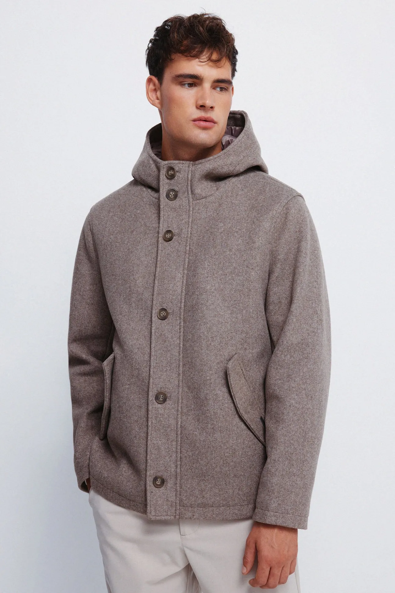 Parka curta com efeito de lã