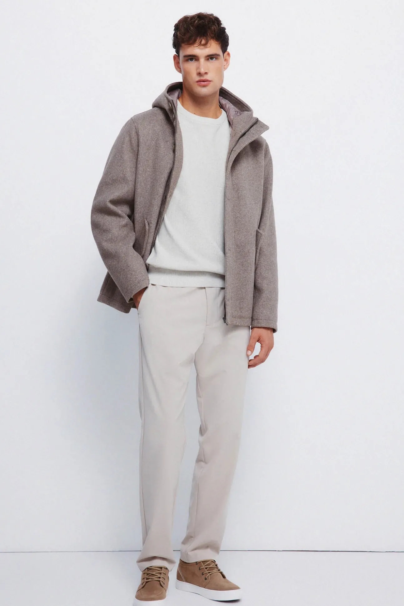 Parka curta com efeito de lã